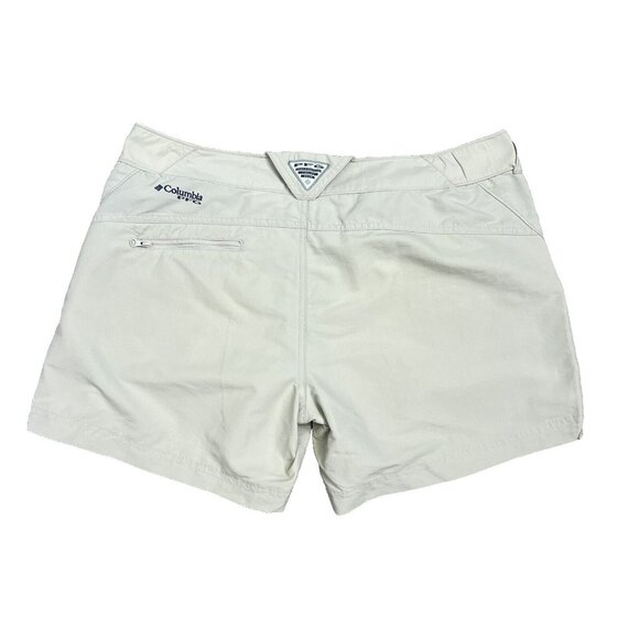 Columbia PFG Shorts Woman Size Large Omni-Shade Khaki Fishing Outdoor Gorpcore - Picture 1 of 4